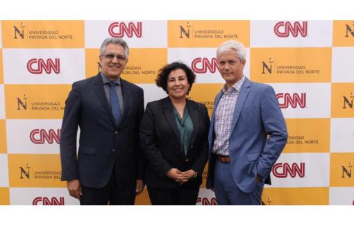 Nuestro rector y decana de Comunicaciones afirmaron la alianza junto a Sebastián Laver, representante de CNN. 